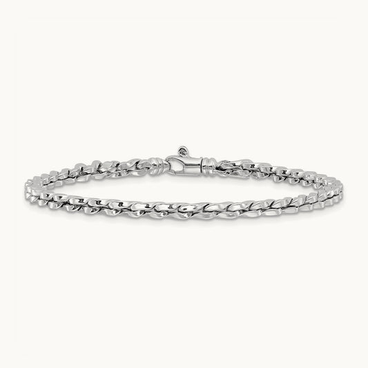 Polished Fancy Link Bracelet, 14K White Gold