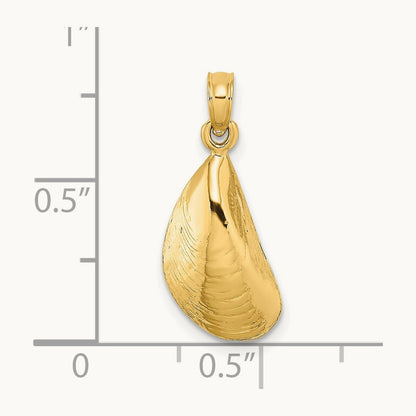 Polished Mussel Shell Charm, 14K