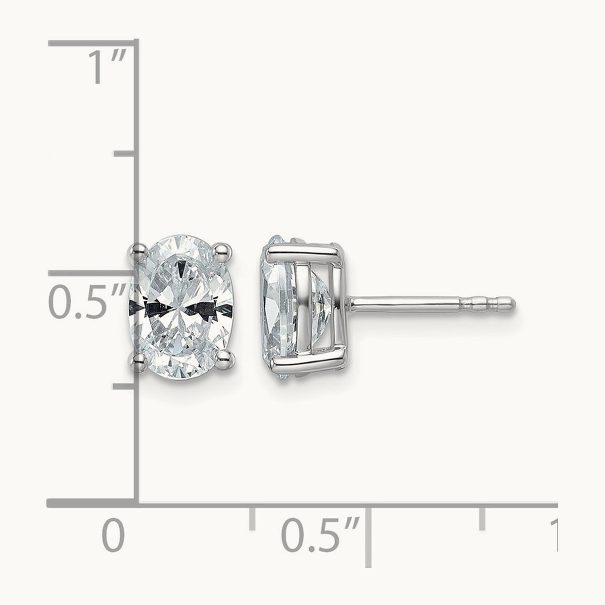 Oval Four-Prong Stud Earrings, 0.50-6.00 ct tw Lab-Grown Diamond — 2 ct, 14K White Gold