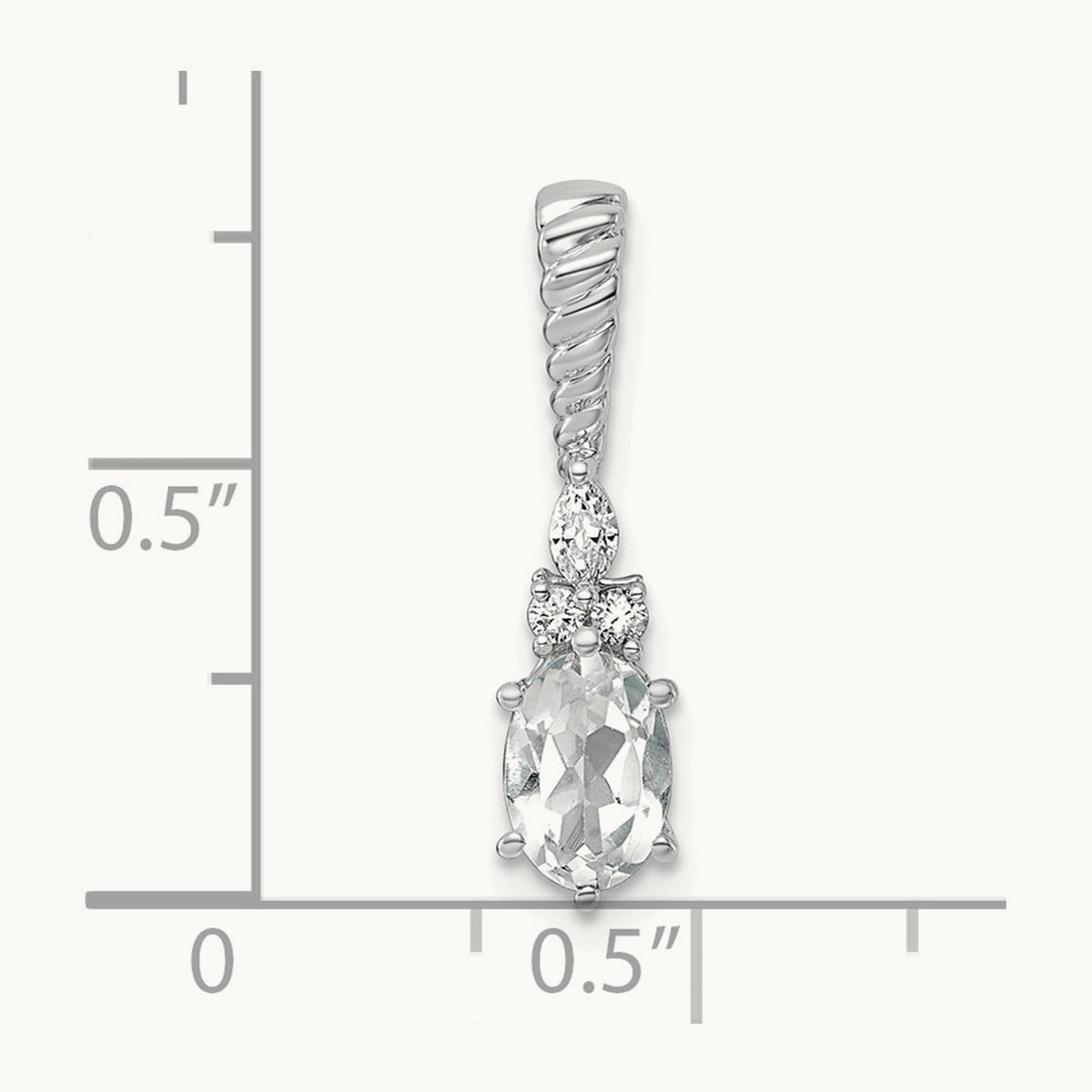 Polished Diamond and Topaz Twisted Chain Slide — 14K White Gold