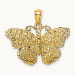 Textured Butterfly Charm, 14K
