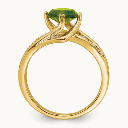 Peridot and Diamond Ring, 14K