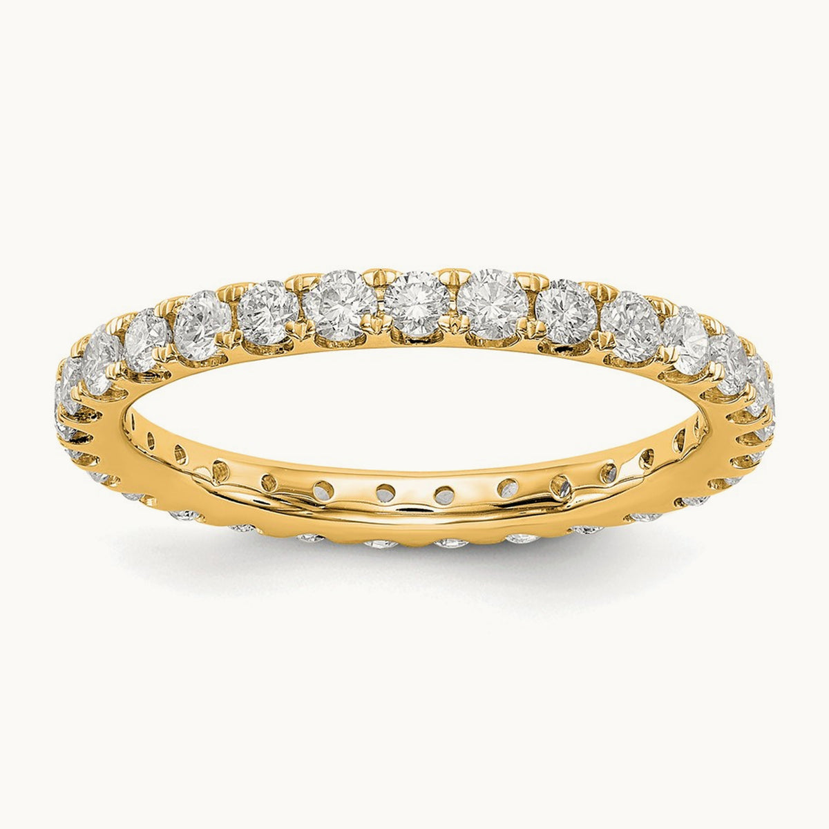 Polished U Shared Prong Diamond Eternity Band, 1.00 ct tw — 14K Yellow Gold