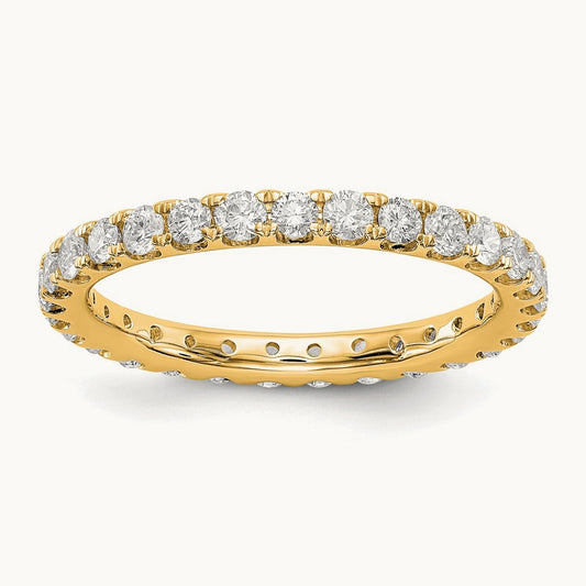 Polished U Shared Prong Diamond Eternity Band, 1.00 ct tw — 14K Yellow Gold