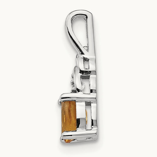 Citrine and Diamond Pendant — 14K White Gold
