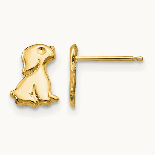 Madi K Sitting Dog Post Earrings, 14K