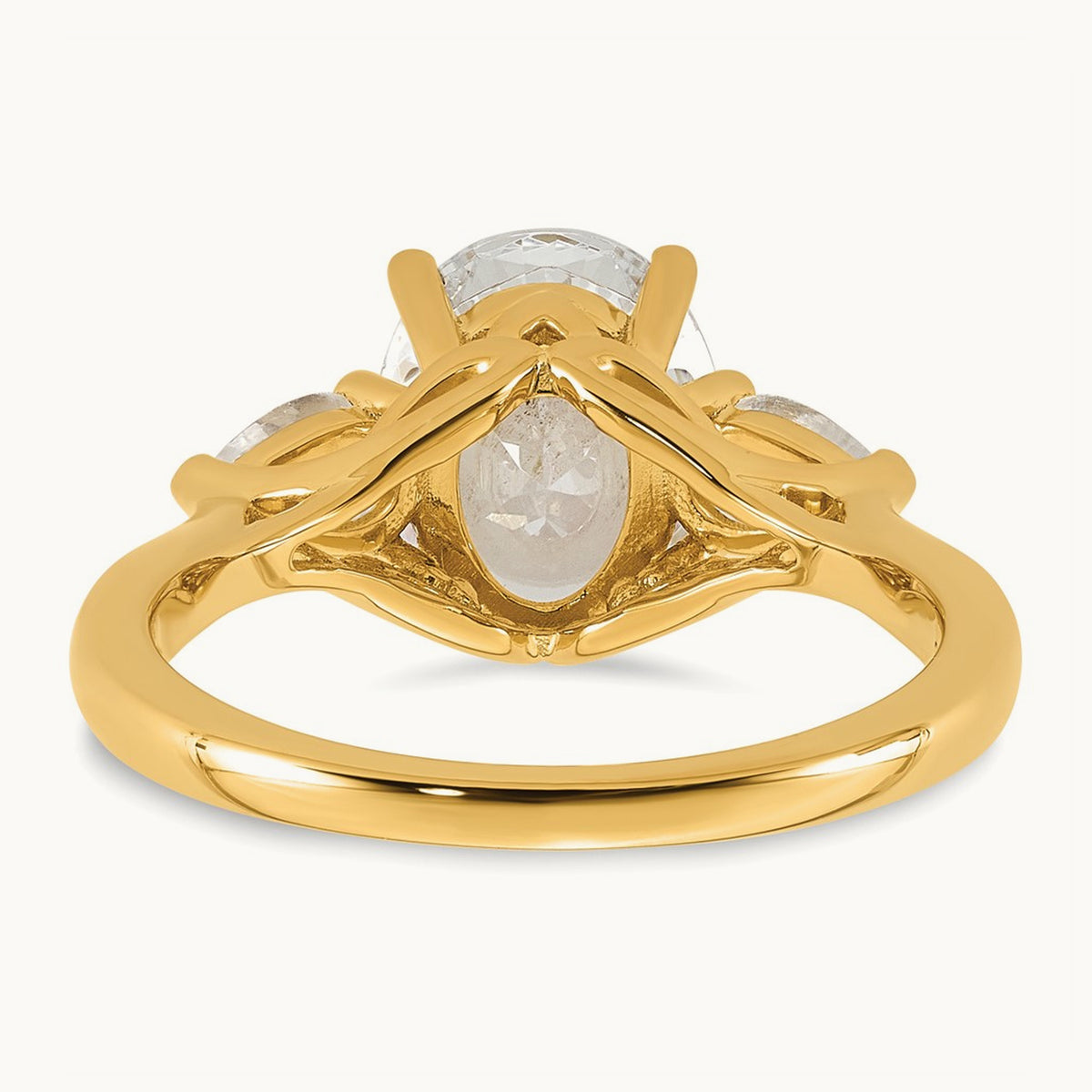 Oval/Pear 3 Stone Engagement Ring, 1.25-3.50 ct tw Lab-Grown Diamond — 2 1/2 ct, 14K Yellow Gold