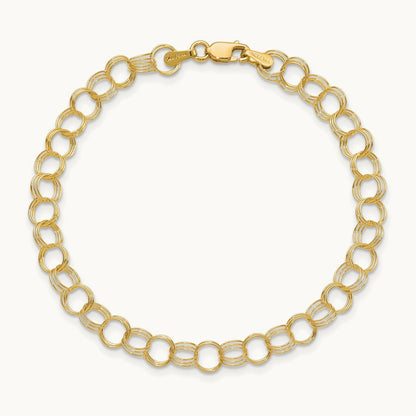 Solid Triple Link Charm Bracelet, 14K