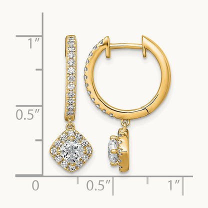 Dangle Hoop Earrings, 1.00 ct tw Lab-Grown Diamond — 14K Yellow Gold