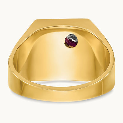 14ktt IBGoodman Men's Lab Cr. Ruby & Dia Blue Lodge Masonic Ring