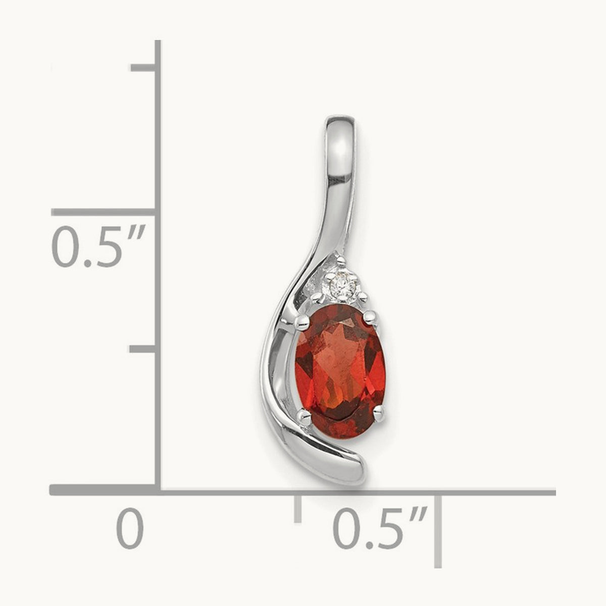 Garnet and Diamond Pendant — 14K White Gold