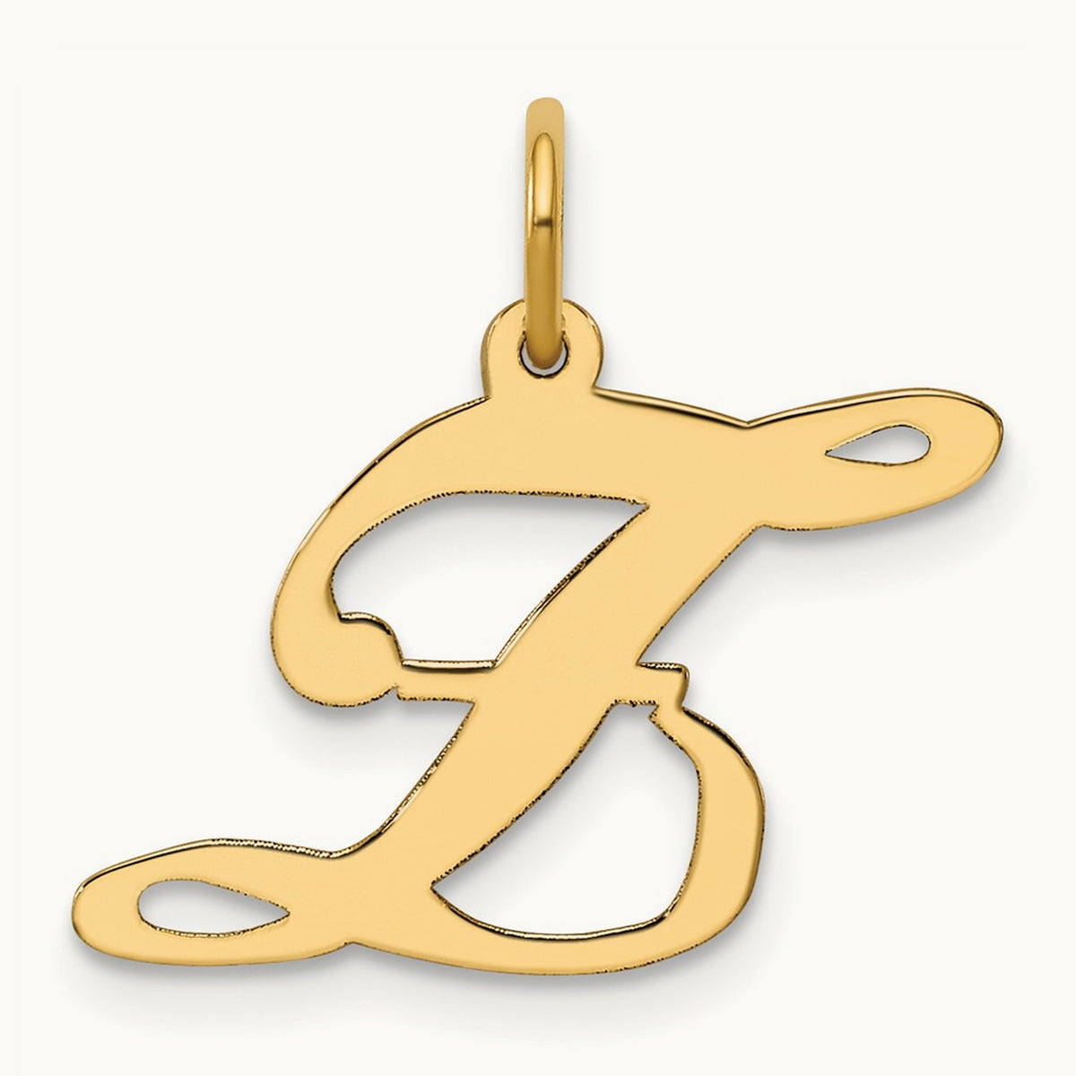 Medium Fancy Script Initial Charm — 14K Yellow Gold, Z