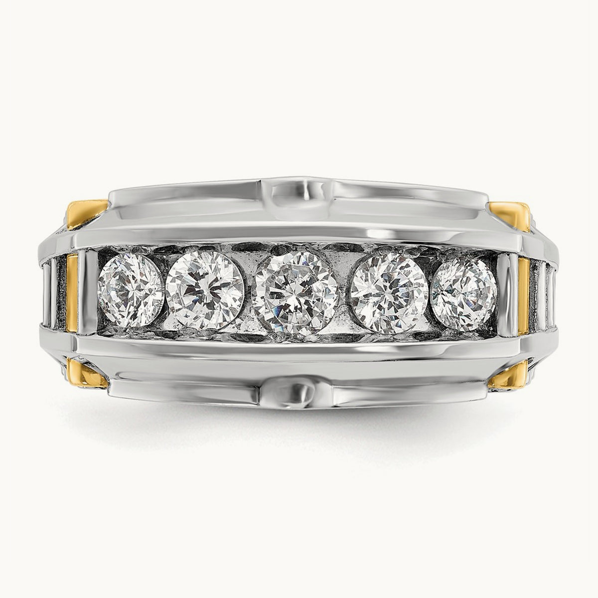 14ktt IBGoodman Men's Polished & Textured 5-Stone Diamond Ring