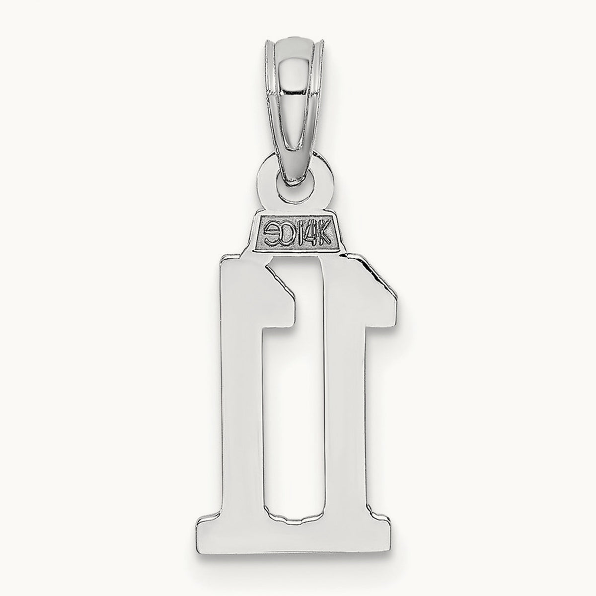 Polished Number 11 Pendant — 14K White Gold