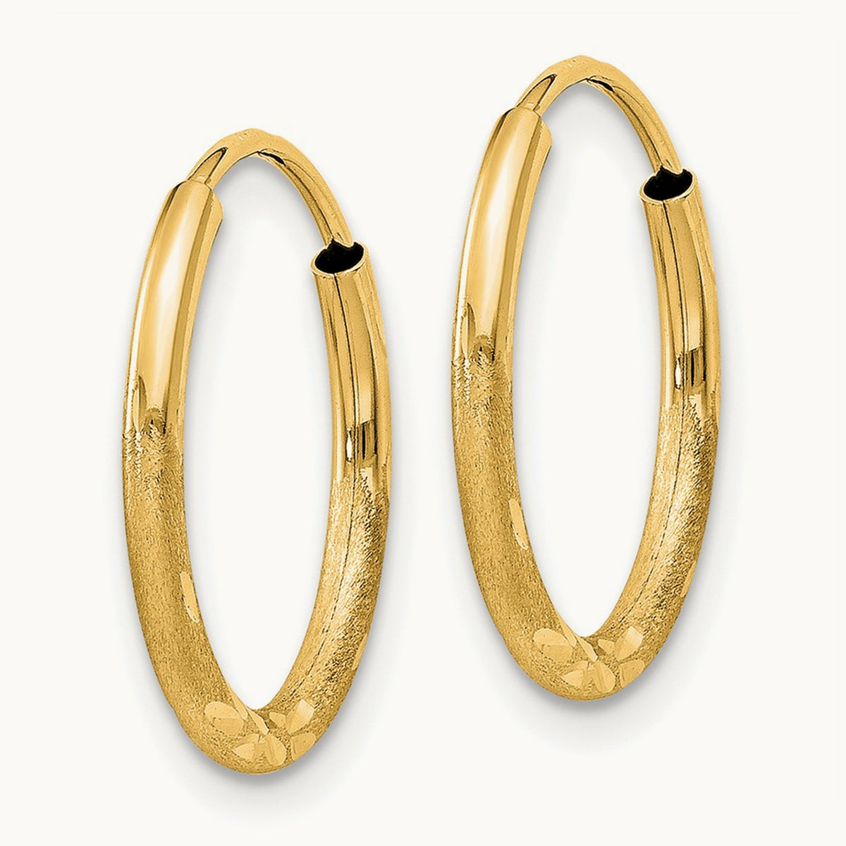 Satin Diamond-cut Endless Hoop Earrings — 16mm, 1.5mm