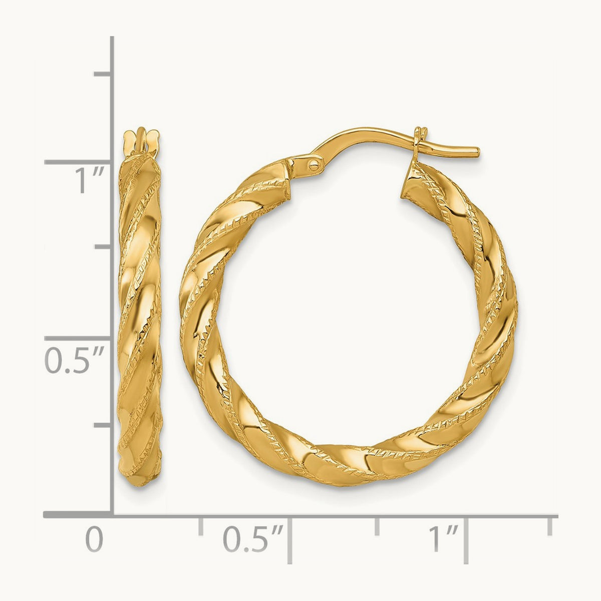 Polished Diamond-cut Twist Hoop Earrings — 26mm