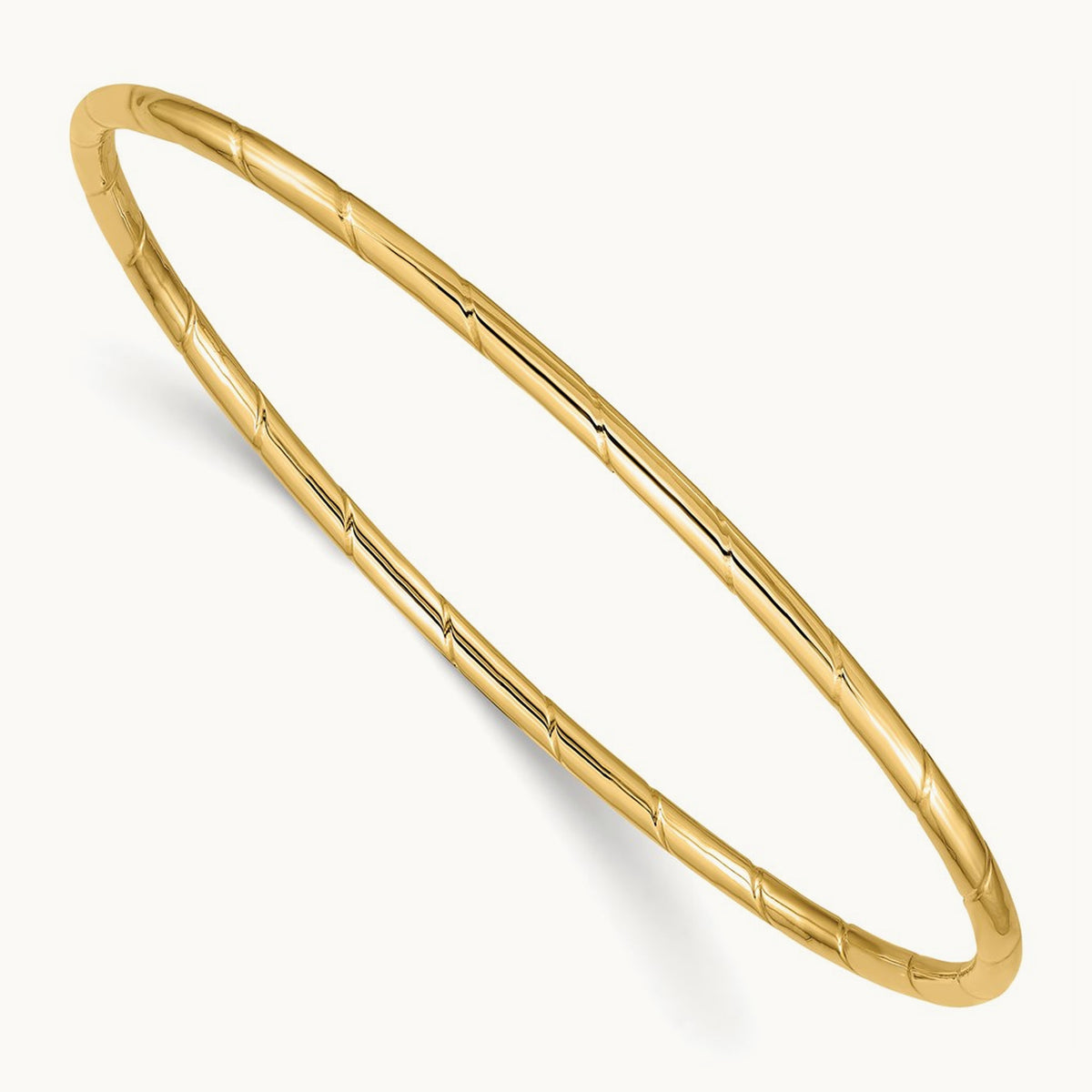 Grooved Slip-on Bangle — 14K Yellow Gold