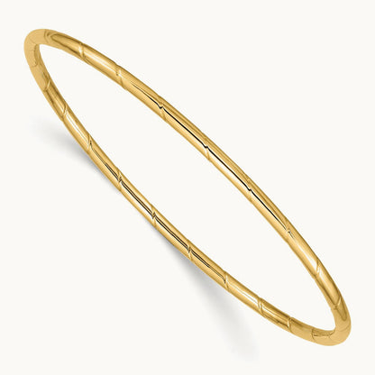 Grooved Slip-on Bangle — 14K Yellow Gold