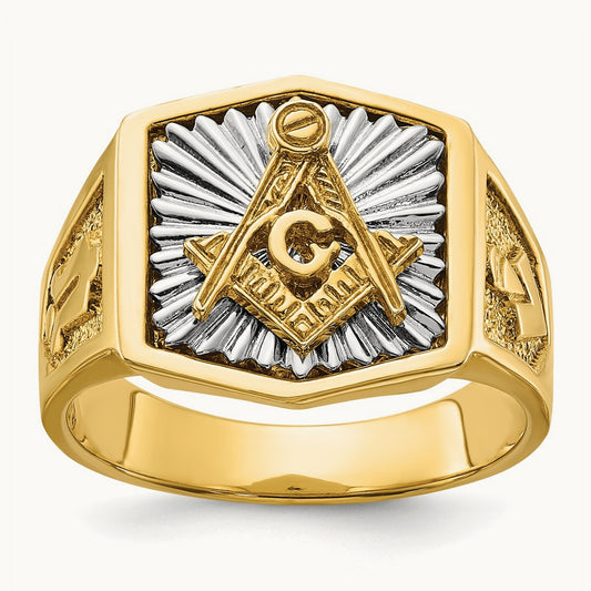 14ktt IBGoodman Men's Textured Blue Lodge Master Masonic Ring