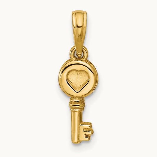Polished Heart Key Pendant — 20mm