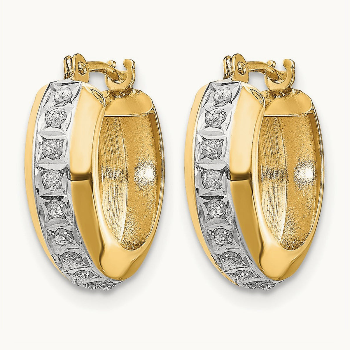 Diamond Fascination Daimond Dust/Accent Hoop Earrings, 14K