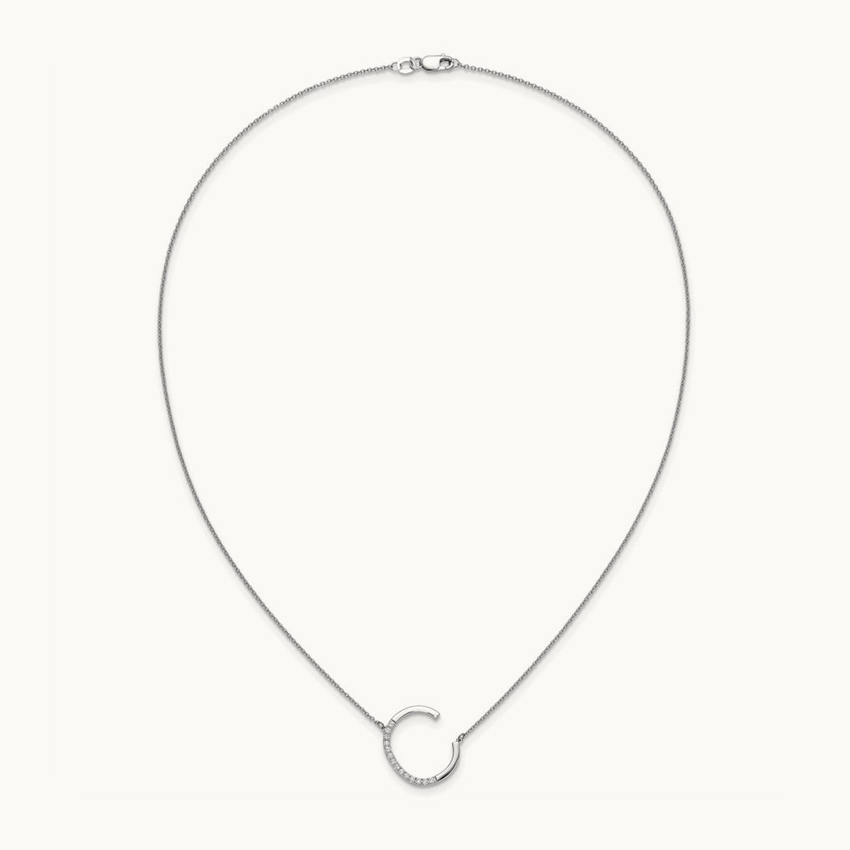 Sideways Diamond Necklace — 14K White Gold, C