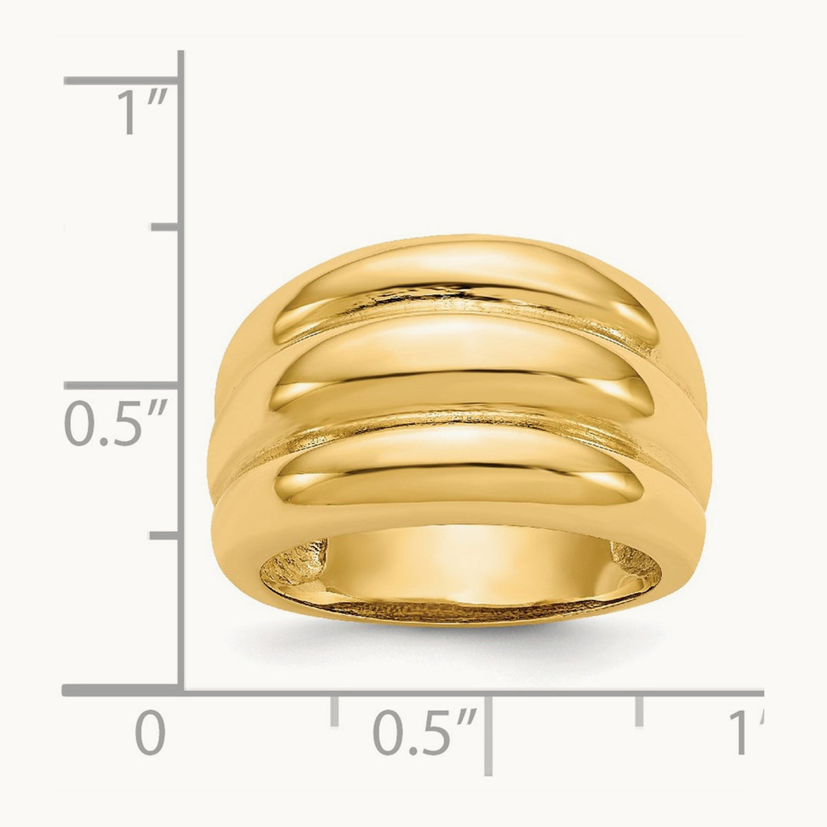 Polished Scalloped Dome Ring, 14K