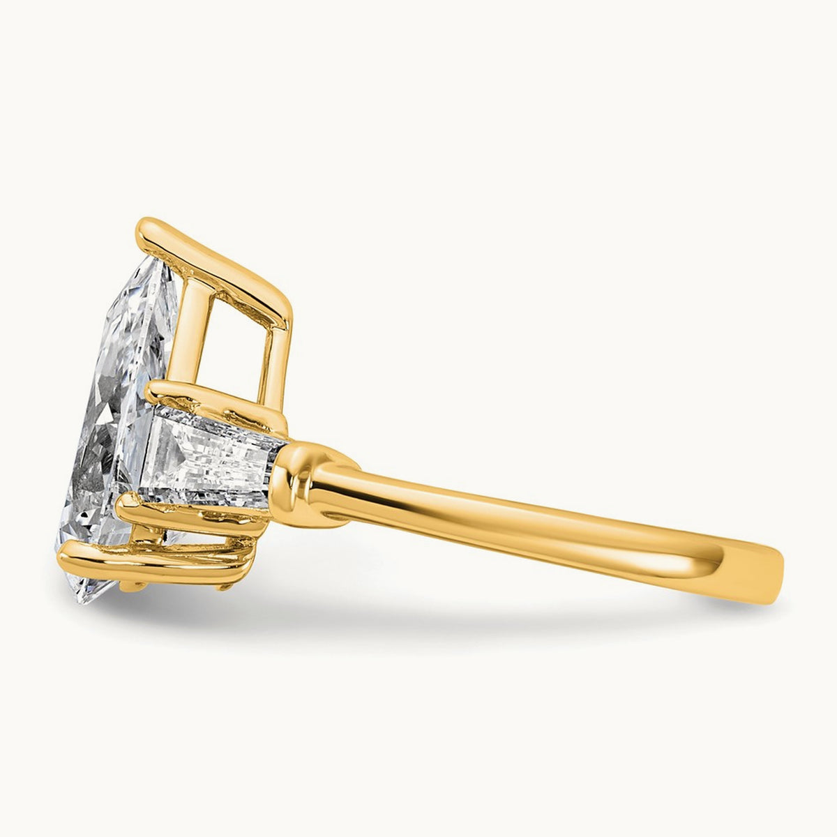 Pear/Baguette Engagement Ring — 14K Yellow Gold, 7