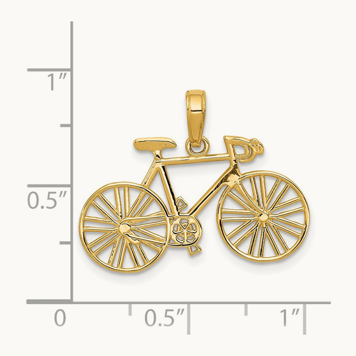 Polished Bicycle Charm — 14K Yellow Gold