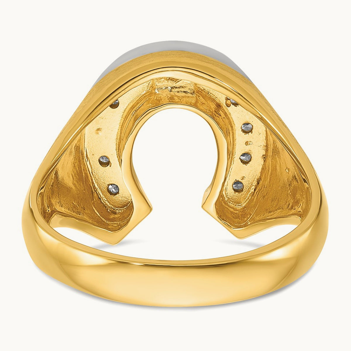 IBGoodman Men's Satin Horseshoe Diamond Complete Ring, 14K Two-tone