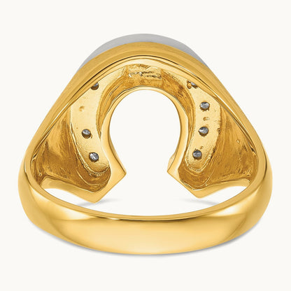 IBGoodman Men's Satin Horseshoe Diamond Complete Ring, 14K Two-tone