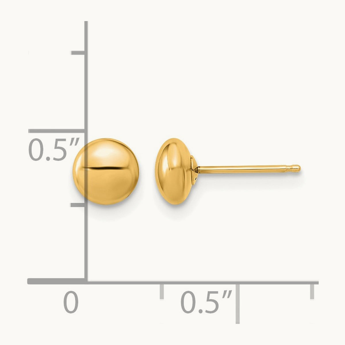 Polished Button Post Earrings — 14K Yellow Gold, 5.5mm
