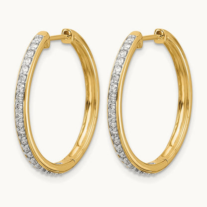 Diamond Hinged Hoop Earrings — 14K Yellow Gold