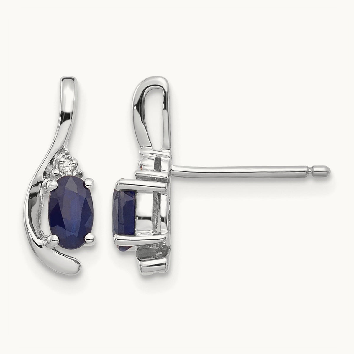 Sapphire and Diamond Post Earrings — photo set