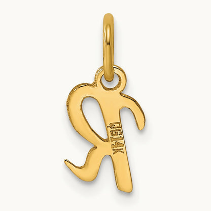 Small Script Letter R Initial Charm, 14K