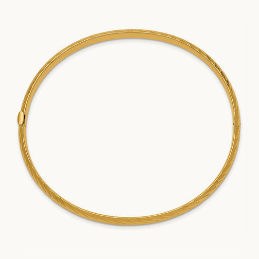 3/16 Textured Hinged Bangle — 14K Yellow Gold