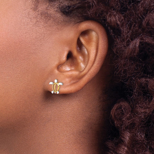 W/ Sea Turtle Post Earrings — 10mm