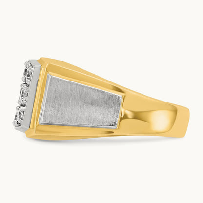 IBGoodman Men's Polished and Satin Diamond Cluster Ring, 14K Two-tone