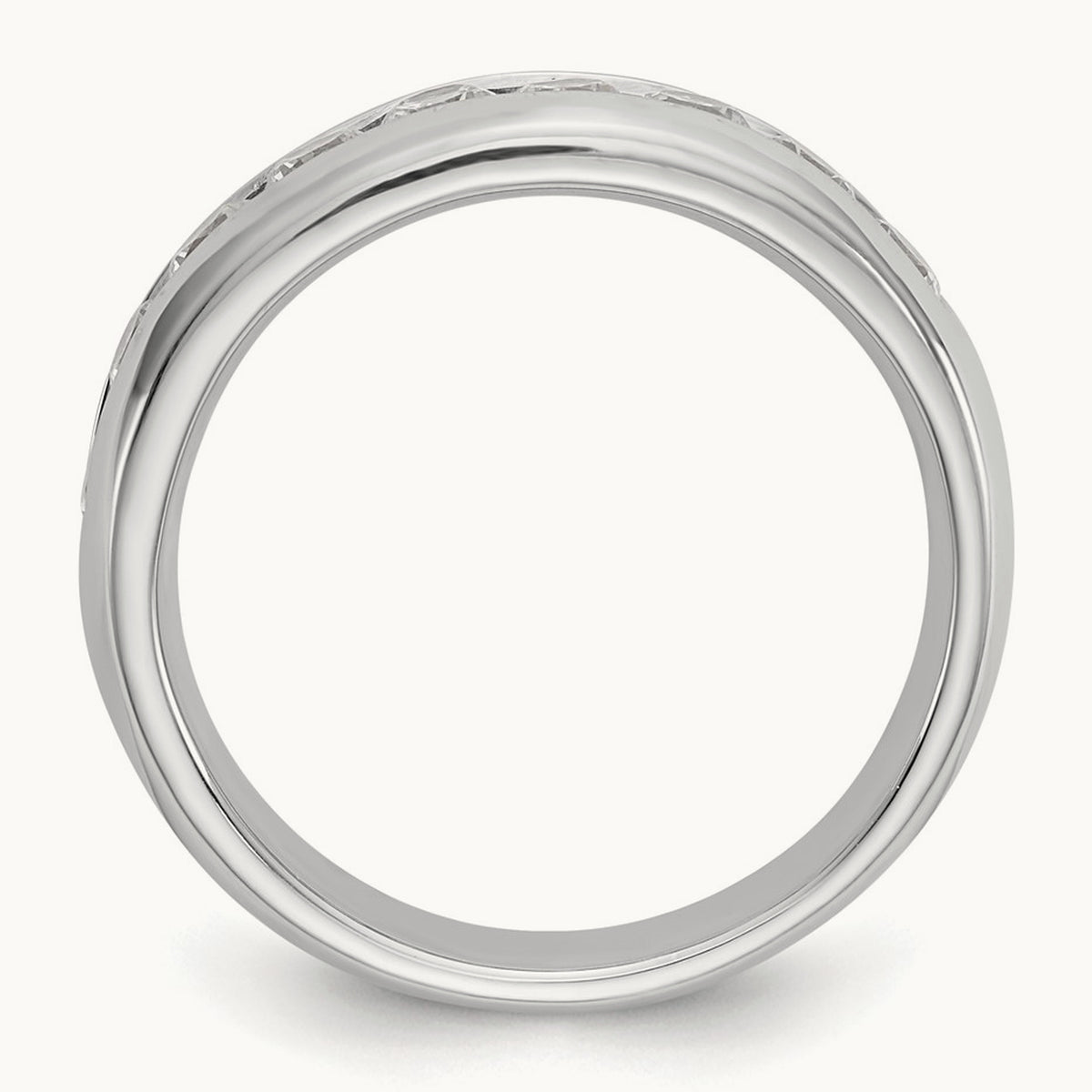 9-Stone Diamond Channel Band, 14K White Gold
