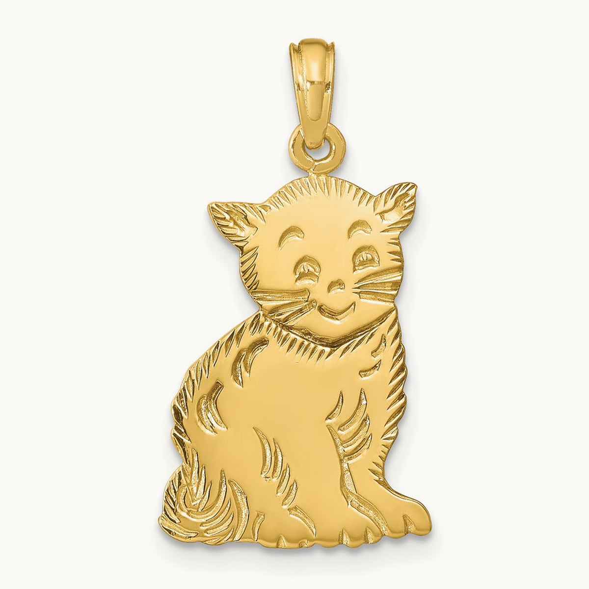 Polished Cat Charm, 14K