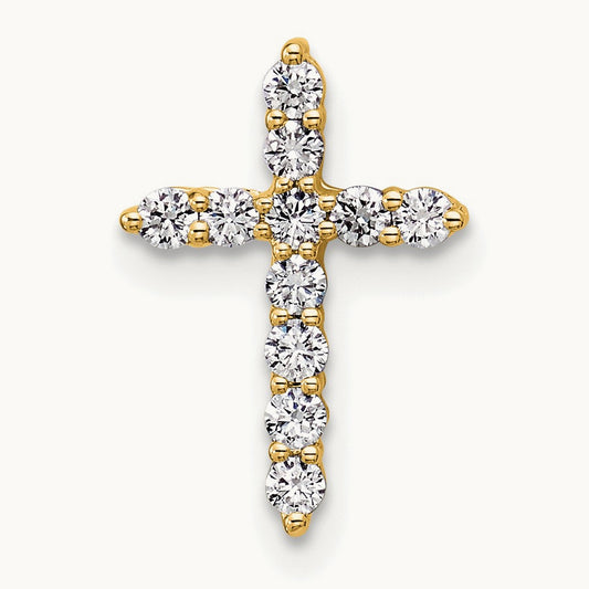 Cross Chain Slide Pendant, 0.20 ct tw Lab-Grown Diamond — 14K Yellow Gold