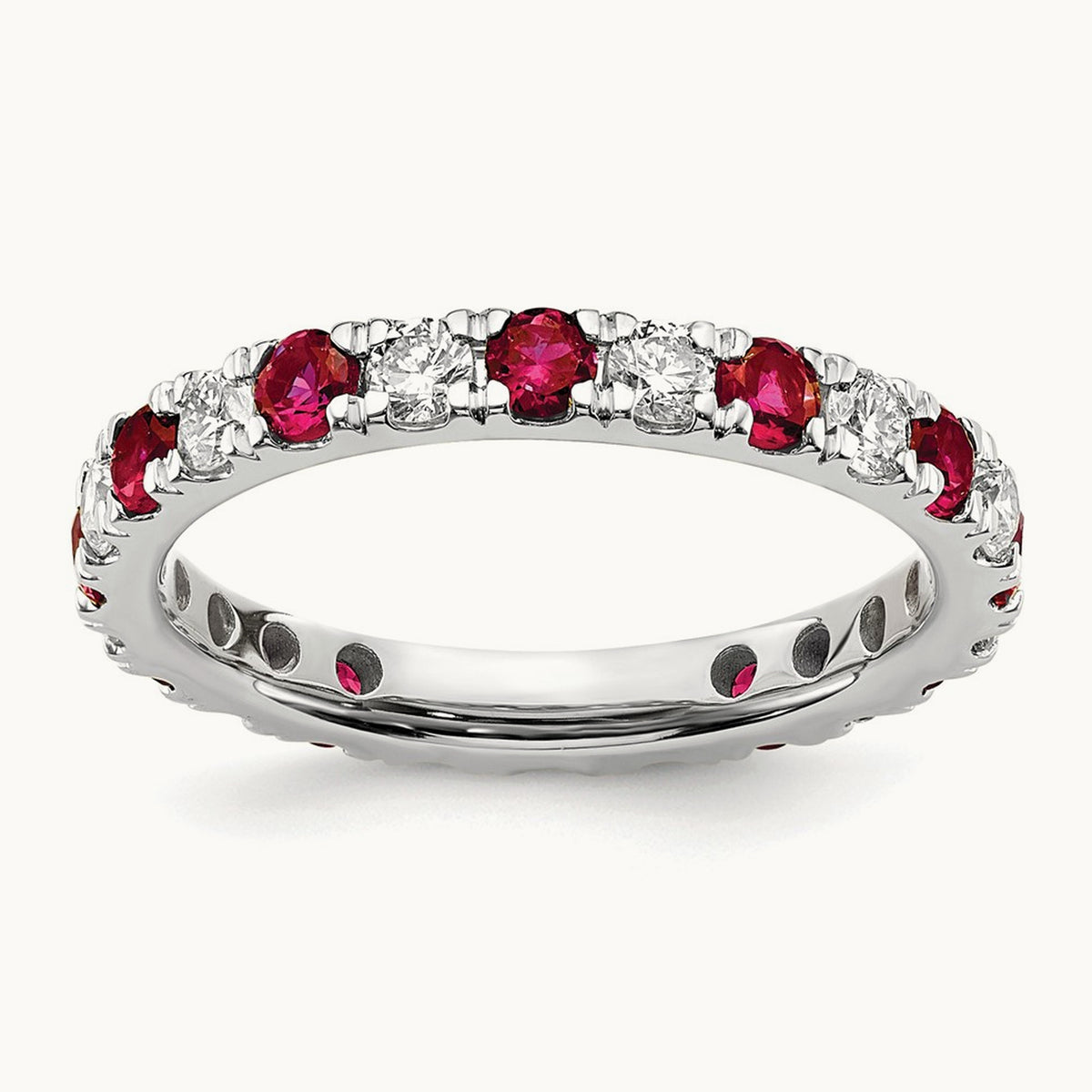 Created Ruby Eternity Band — 14K White Gold, 2.65 mm