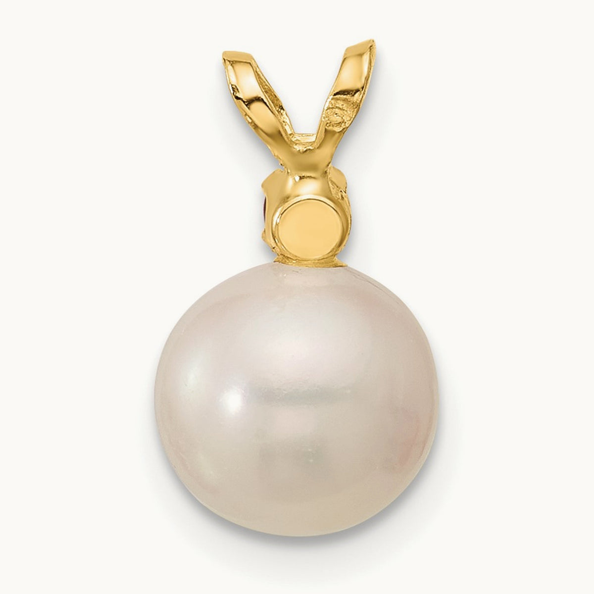 Citrine 8- White Round FWC Pearl Pendant, 8.5mm, 14K