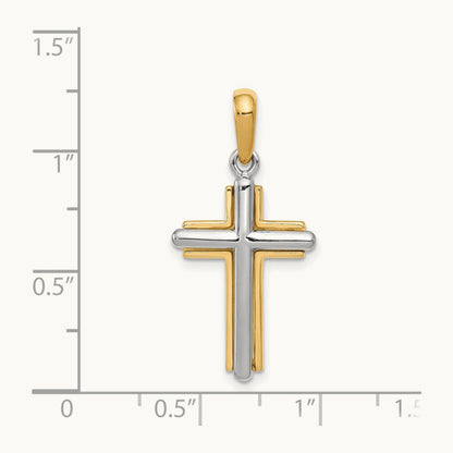 Cross Pendant, 14K Two-tone