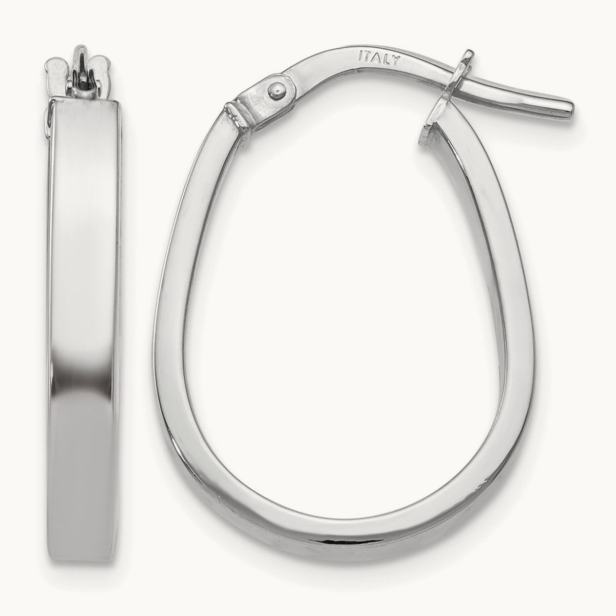 Polished U-Shape Hoop Earrings — 10K White Gold