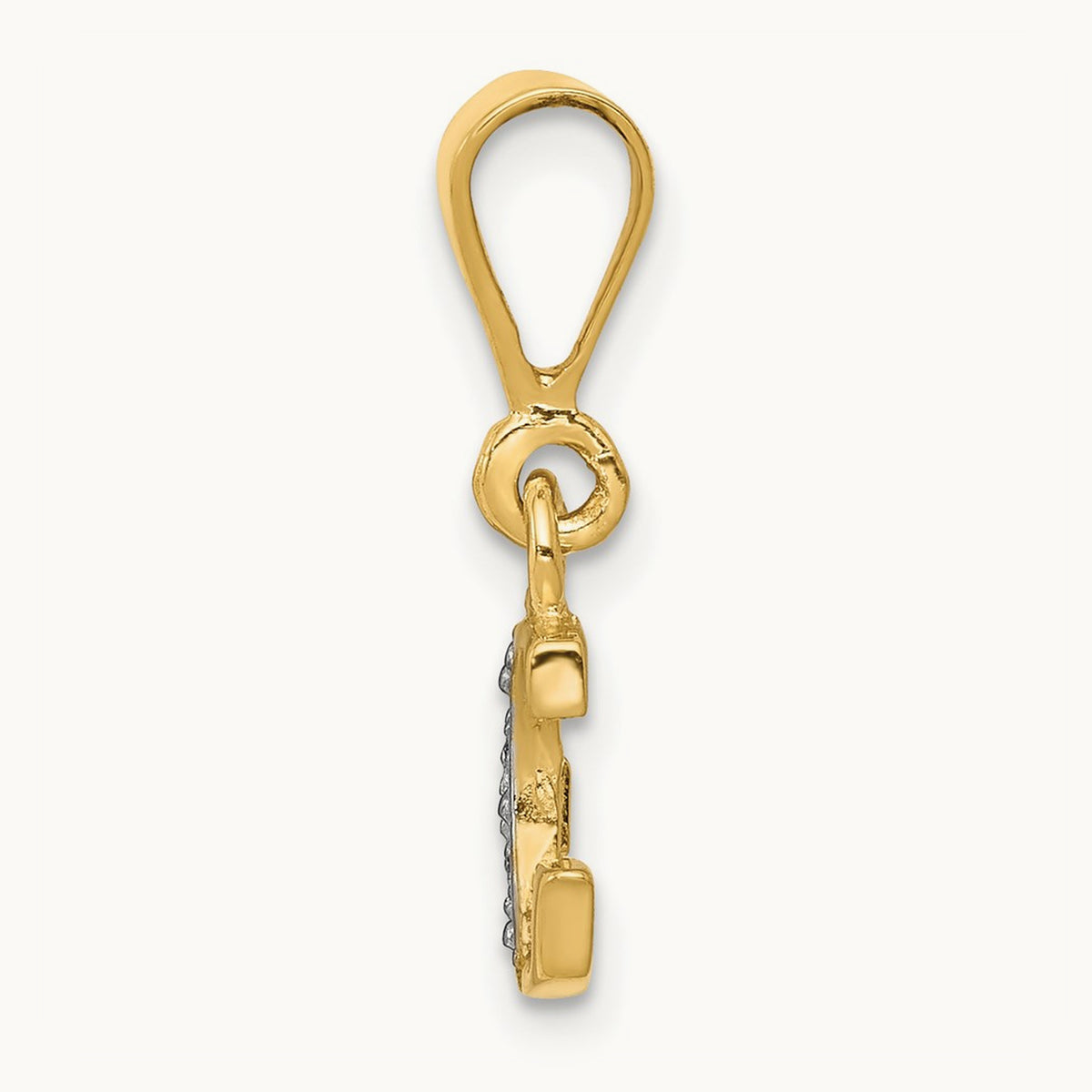 Diamond Letter G Initial Pendant, 14K Yellow Gold with Rhodium