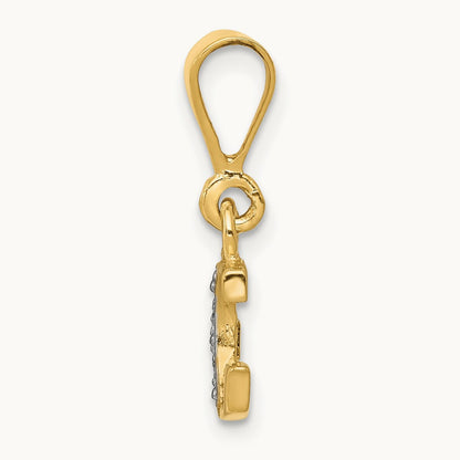 Diamond Letter G Initial Pendant, 14K Yellow Gold with Rhodium