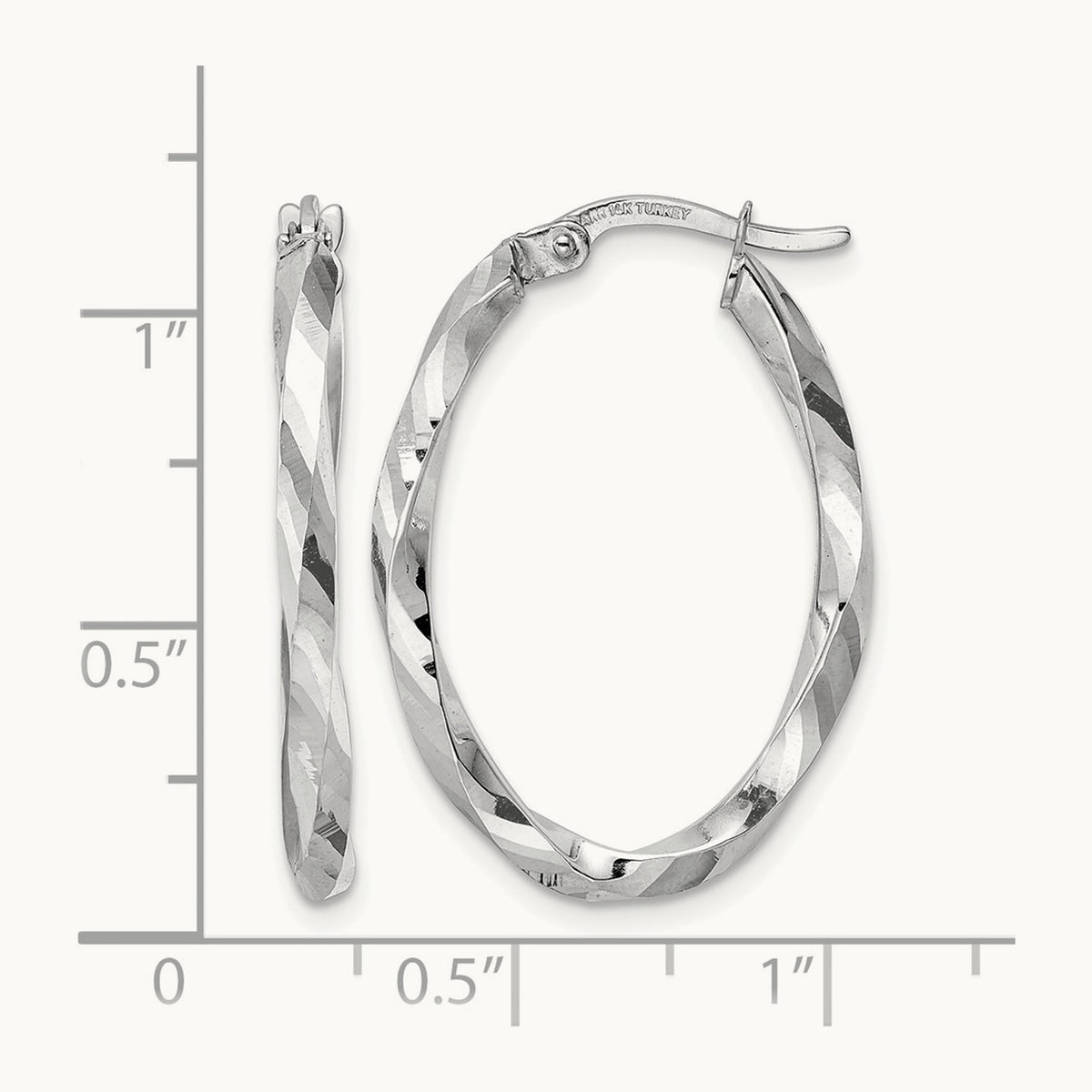 Twisted 2.5x20x29mm Oval Hoop Earrings in 14K White Gold