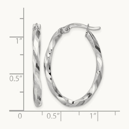Twisted 2.5x20x29mm Oval Hoop Earrings in 14K White Gold
