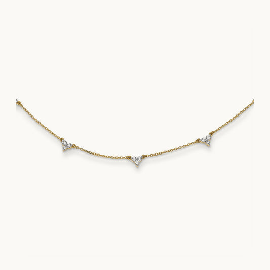 Seven Station Necklace, 1.00 ct tw Lab-Grown Diamond — 14K Yellow Gold